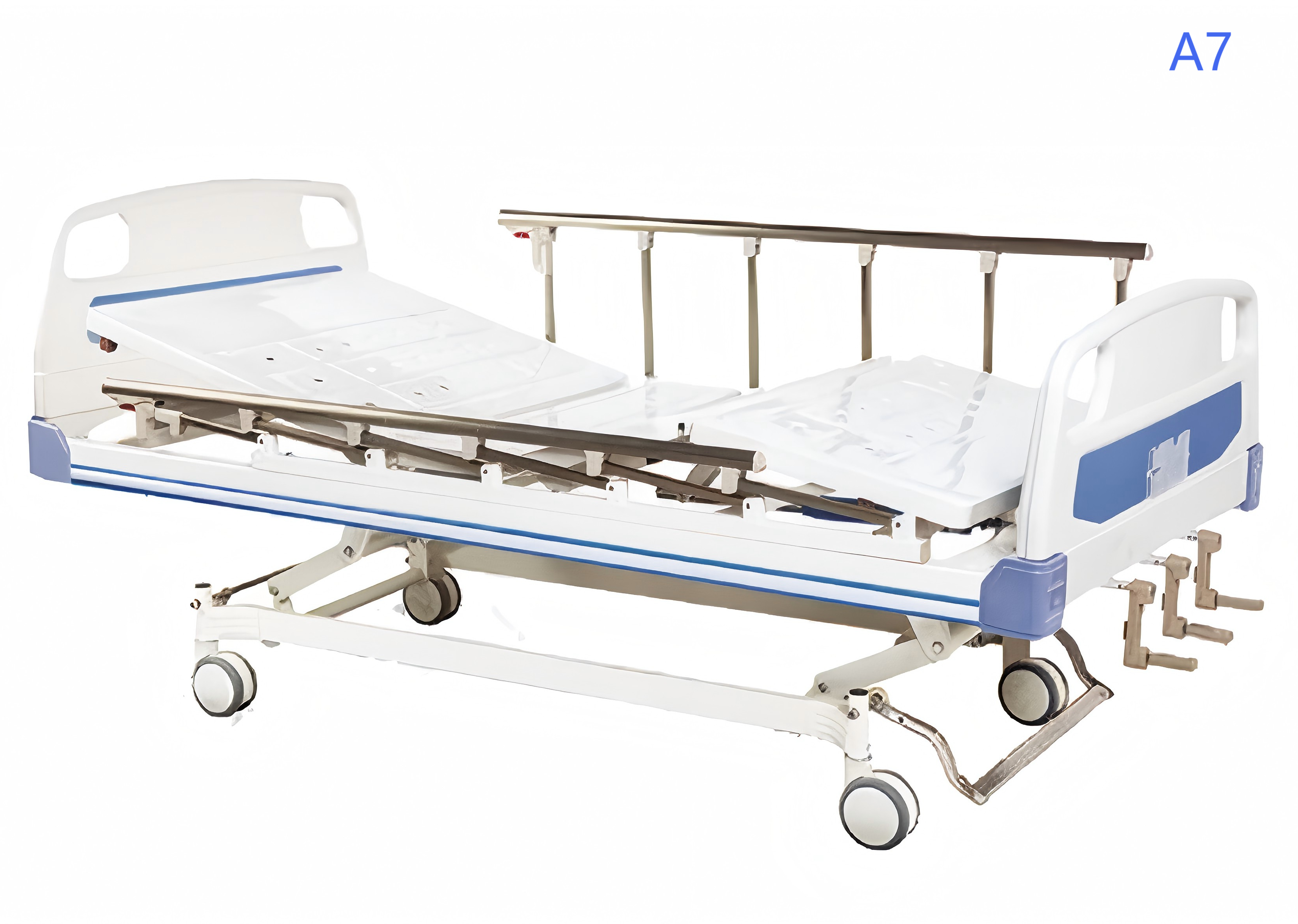 Triple-Wall Guardrail Manual Three-Crank Nursing Bed Series - Models A1, A4, A7