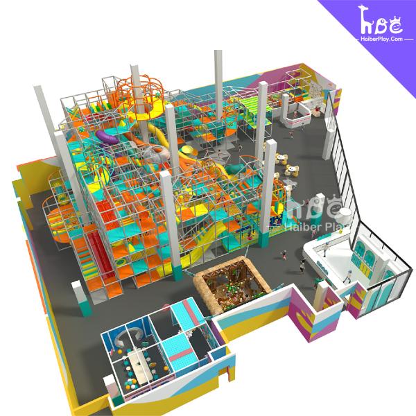 Structure de jeu intérieure certifiée ASTM CE pour enfants avec toboggans et tunnels