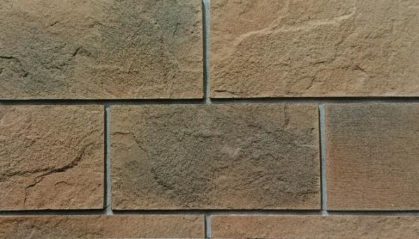 Beige Gray Orange Cultured Stone Brick Cement Wall 14mm