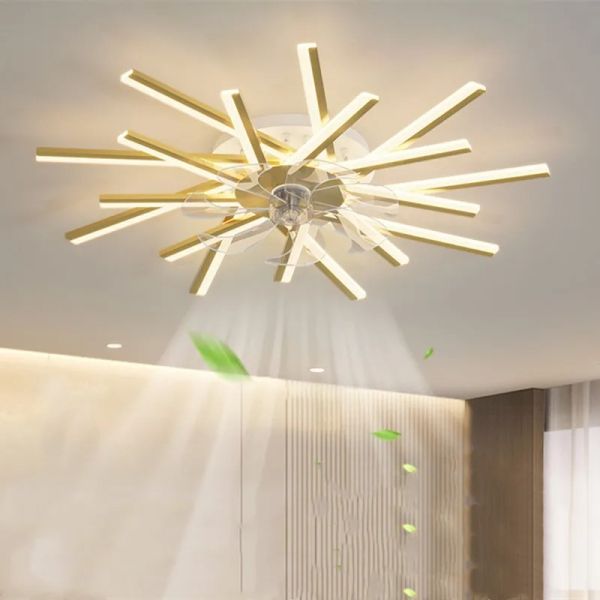 Bedroom Remote Control Reversible Blades Fans Led Invisible branch Ceiling Fan Lamp (WH-CLL-79)