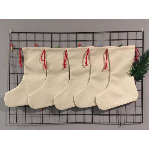 Sublimation Blanks Santa Sack Christmas Stockings Drawstring Bag with Polyester Lining