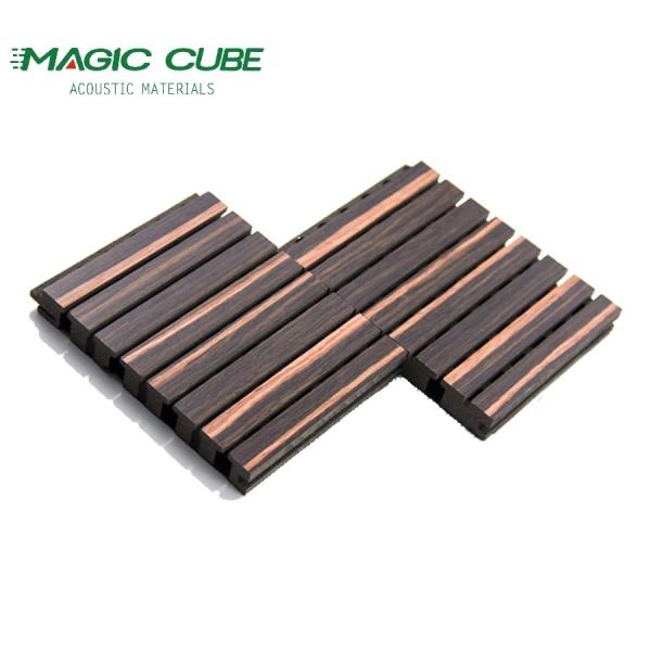 Eco-friendly interior slats pet and wooden soundproof grooved acoustic wall panel