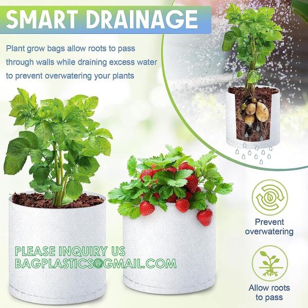 Nursery Growing Bags Large, 7.8x8.6 inches Biodegradable Fabric Seedling Grow Bag, Seed Starting Pots Pouches