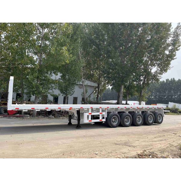 CIMC nuevo 4 Ejes 80-100 toneladas uso para el transporte de equipos pesados maquinaria y cargas de gran tamaño contenedor de cama plana semi-camión remolque