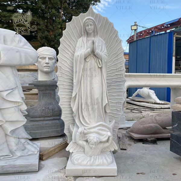 Virgin Mary Statues Marble Sculpture Virgin Of Guadalupe Statue Life Size Religious Catholic Handcarved White
