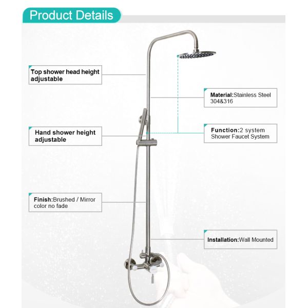 Hot And Cold Water Stainless Steel Bathroom Shower With One Stop Service