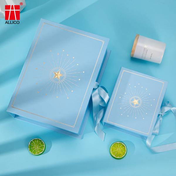 Paper Box Folding Cardboard Printed Magnetic Ribbon Packaging Gift Box Wedding