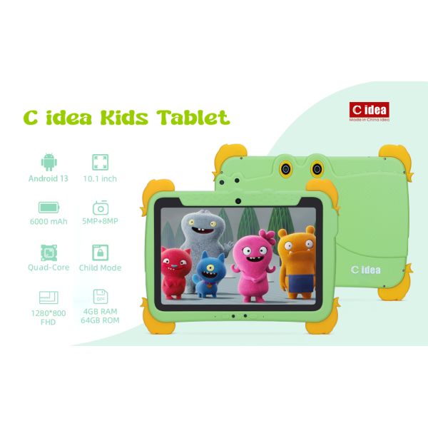 C Idea Kids Tablet 10.1 Inch Android Tablet PC With Case Eyes Protection 1280*800 Screen Pre-Install IWAWA For Education