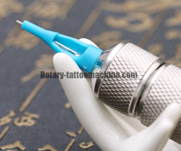 Blue Color Tattoo Plastic Tips , Round Tip Needles For Beginners CE Approval
