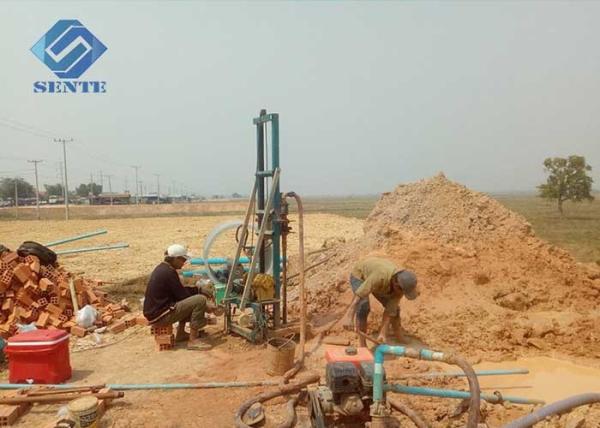 Portable water drilling machine, can drill 100m depth, 300mm diameter, blue, home farm use