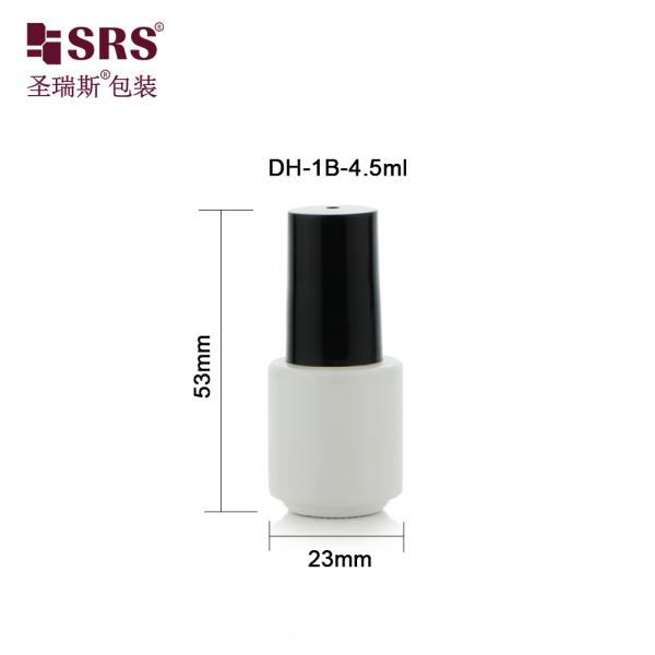 DH-1B 4.5ML Round Bottom Glass Nail Polish Bottle With Brush Painted White Color Logo Printing