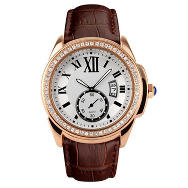 Big Dial Luxury Alloy Wrist Watch With Diamond Stone Case , Women Jewellery Watches