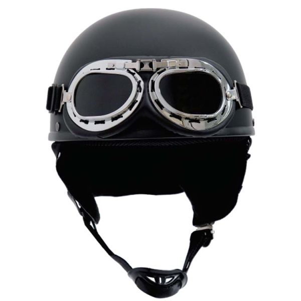 Head Safety Protection ABS Retro Motorcycle Half Helmet with Goggles in German Style