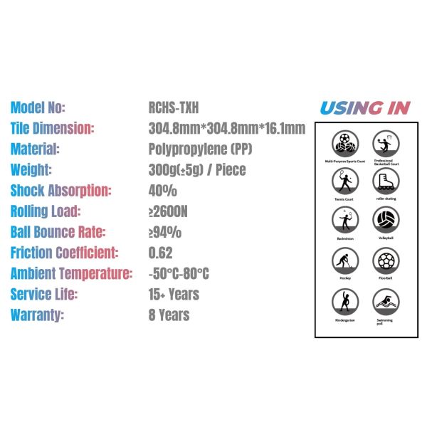 RCHS установить баскетбольный корт пол построить баскетбольный корт модульные плитки