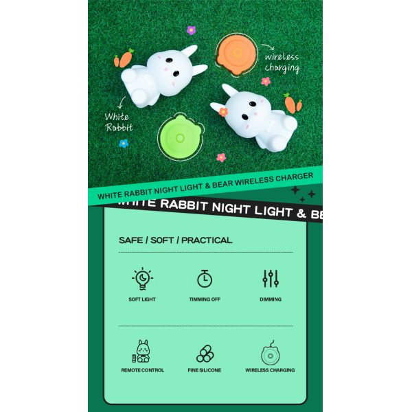 Controle de toque Custom Casa Decorativa Luz luminosa Coelhos Lâmpada Animal Luz noturna LED