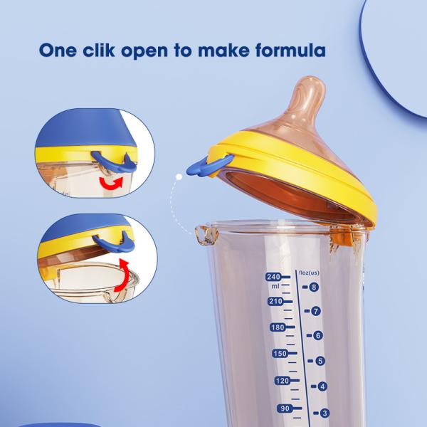 Medium Slow Flow Milk Flip Cap Baby Bottle Triangle Anti Colic Wide Neck 180ml