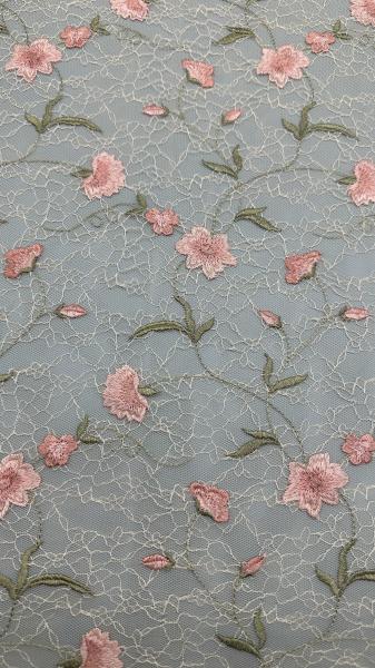 Tissu de dentelle à broderie à feuilles fleur d'élégance 100% coton