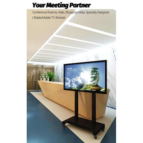 Adjustable Height TV Lift Stand Motorized Drop Mobile TV Stand 100lbs