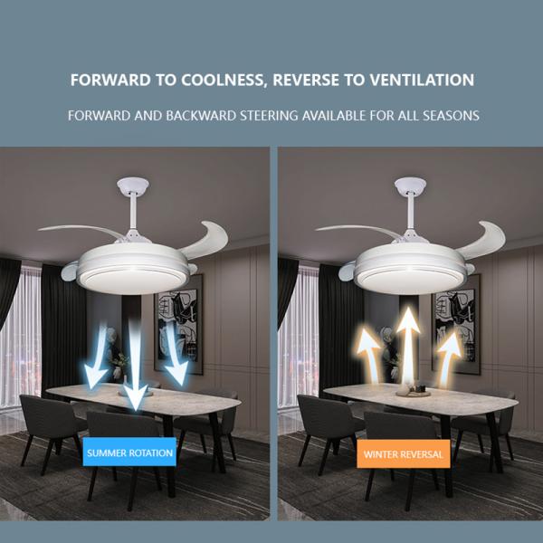96W 500mm Dimmable Ceiling Fan Light , Retractable Ceiling Fan With Remote Control