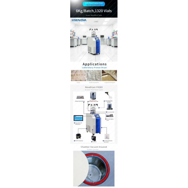 6Kg Laboratory Freeze Dryer Lab Lyophilizer For Biological Samples