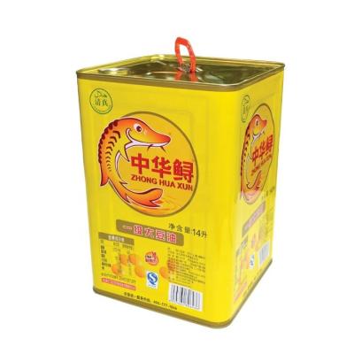 DADI 14L Square Food Oil Can CMYK PMS UV Printed Mustard Oil Tin Container with Handle