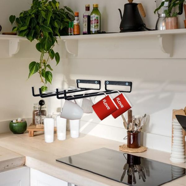 12 дюймовый винный стеклянный стеллаж 2 упаковки железный висячий держатель чашки Хранилище вешалка Стенка установлена для кухни шкаф бара