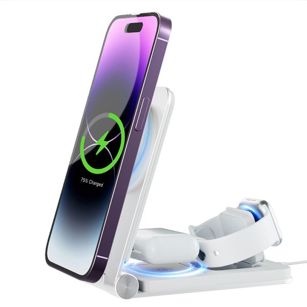 15W Aluminum Foldable Holder For Mobile Phones Qi Function And Magnetic Power