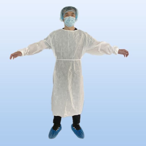 Los PP no tejidos PE cubrieron el vestido disponible amarillo del aislamiento quirúrgico para el hospital