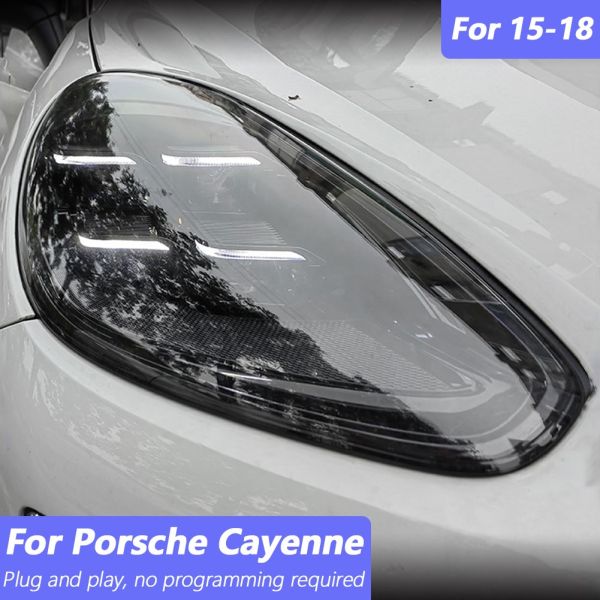 Upgrade To 2024 Blackened LED Headlights For 2011-2018 Porsche Cayenne 958.1 And 958.2