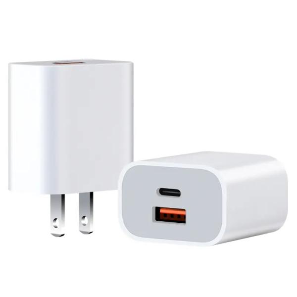 US 2 pin 30W cargador de pared de doble puerto USB-C y USB-A de salida de carga rápida adaptador de energía para teléfono, tableta, cámara