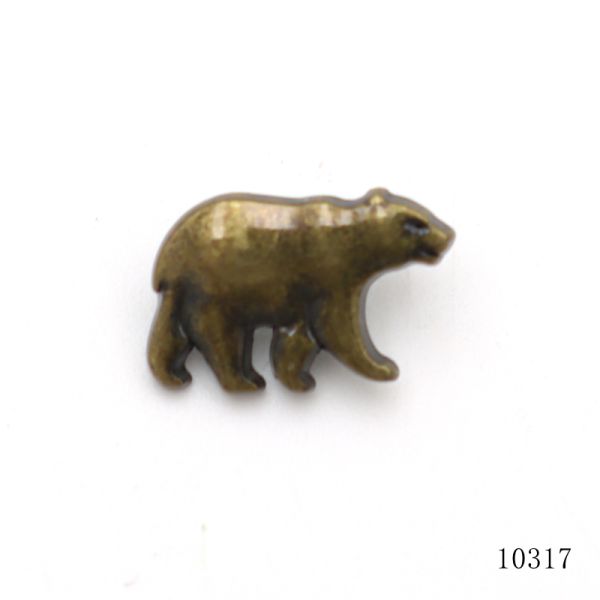 Vintage Antique Brass Finish Custom Bear Shape Small Metal Logo Label For Small Leather Goods
