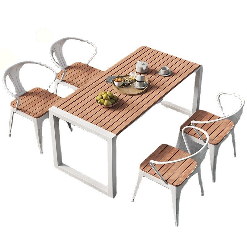 Plastic-Wood Table for Leisure Outdoor Patio Furniture Bench Coffee Table Combination