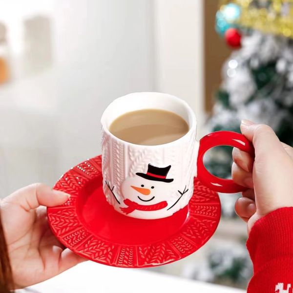 Modern Fashionable Ceramic Type Bone Christmas Gift Set with Personality Snowman Design