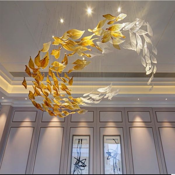 Custom Crescent Shaped Non-Standard Chandelier for Hotel Lobby Sales Department Sand Table Banquet Hall Decoration Villa