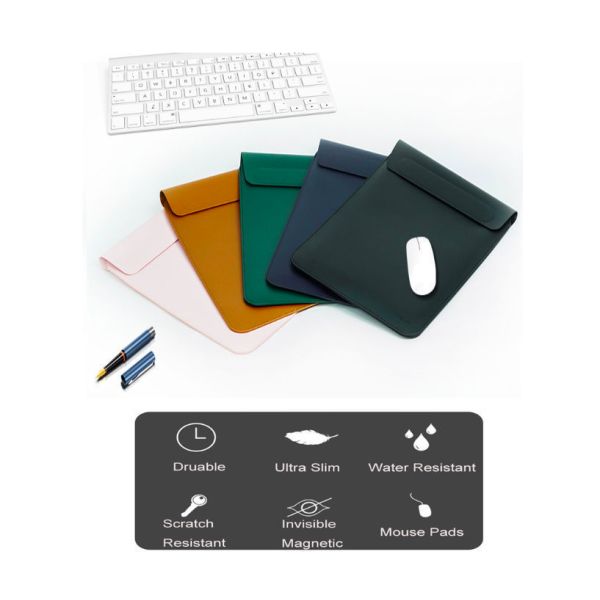 Water Resistant Laptop Sleeve Covers PU Leather Material Brown Color