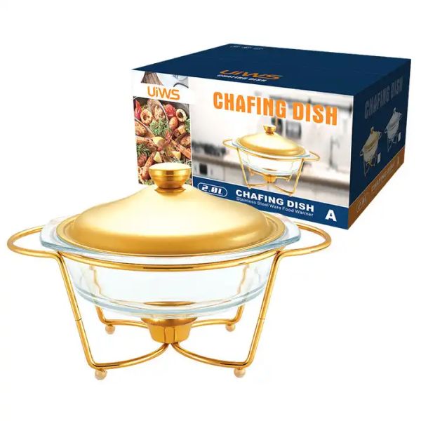 Transparent Alcohol Furnace Round Chafing Dish With Glass Lid