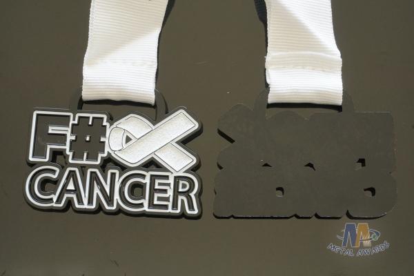 Cancer Aids Logo Custom Soft Enamel Medals Spray Black Plating And With Printing Ribbon