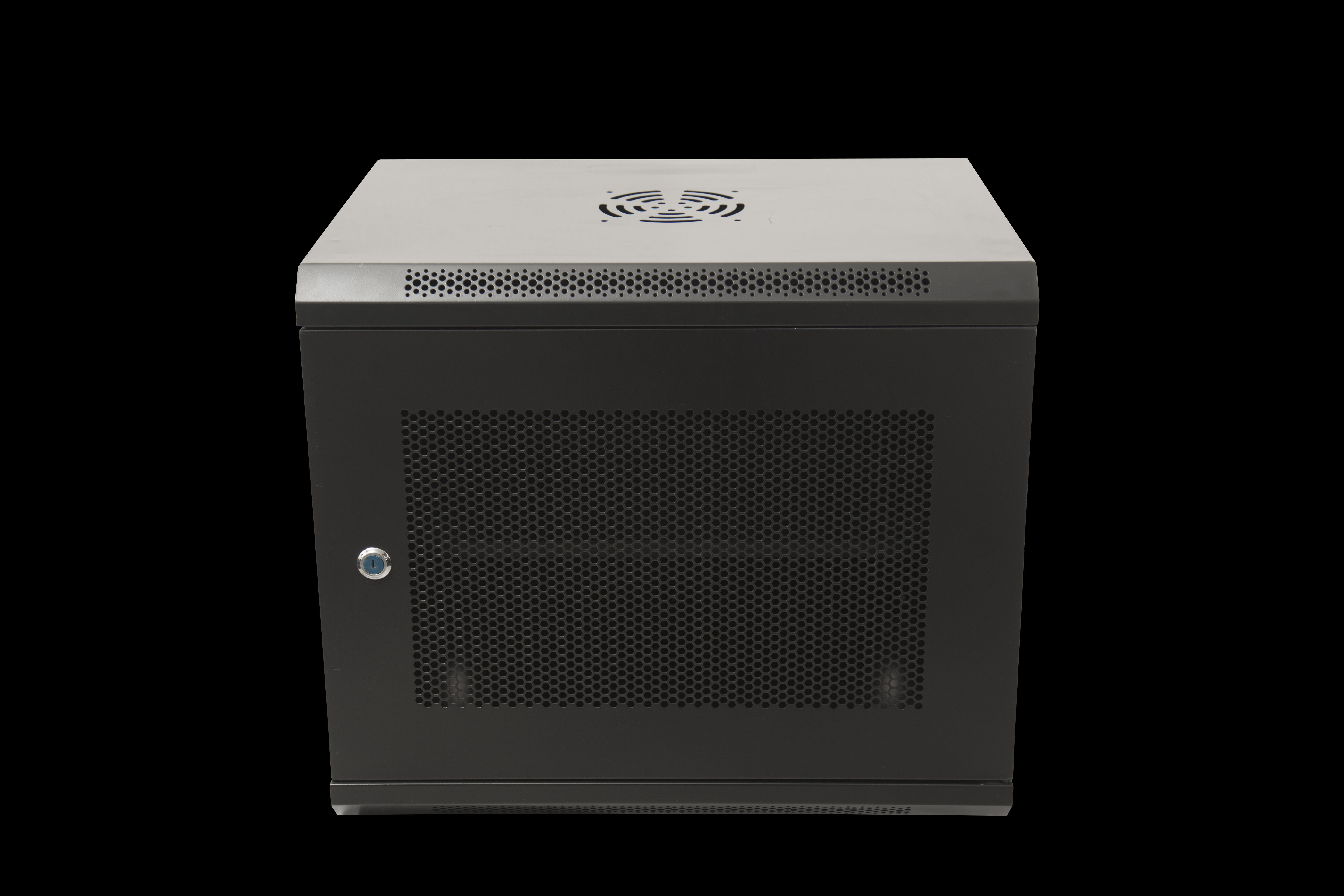9U Wall Mounted Network Cabinet with Toughened Glass Door Depth 450mm RAL9005 Colour