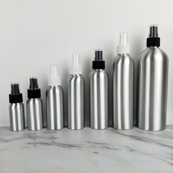 Customized Label Empty 100ml 200ml 300ml 500ml 1000ml Aluminum Bottles Spray Fine Mist Lid for Lotion Shampoo Essential Oil