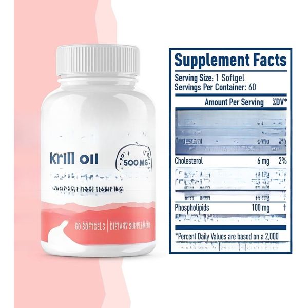 GMP Factory Supply Antarctic Krill Oil 1000mg Softgel Capsule Healthcare Supplement Omega 3 Capsules