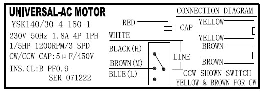 220V 1/5HP YDK/YSK139/140 Double Shaft Window Air Conditioner Unit Blower Fan Motor