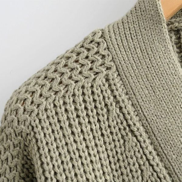 Чистые дамы цвета шнуруют вверх вяжут свитер рукава фонарика осени весны свитера