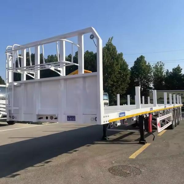 CIMC 3 Axle 12400*2610*1550mm Customized Design Side Column Flatbed Semi Trailer