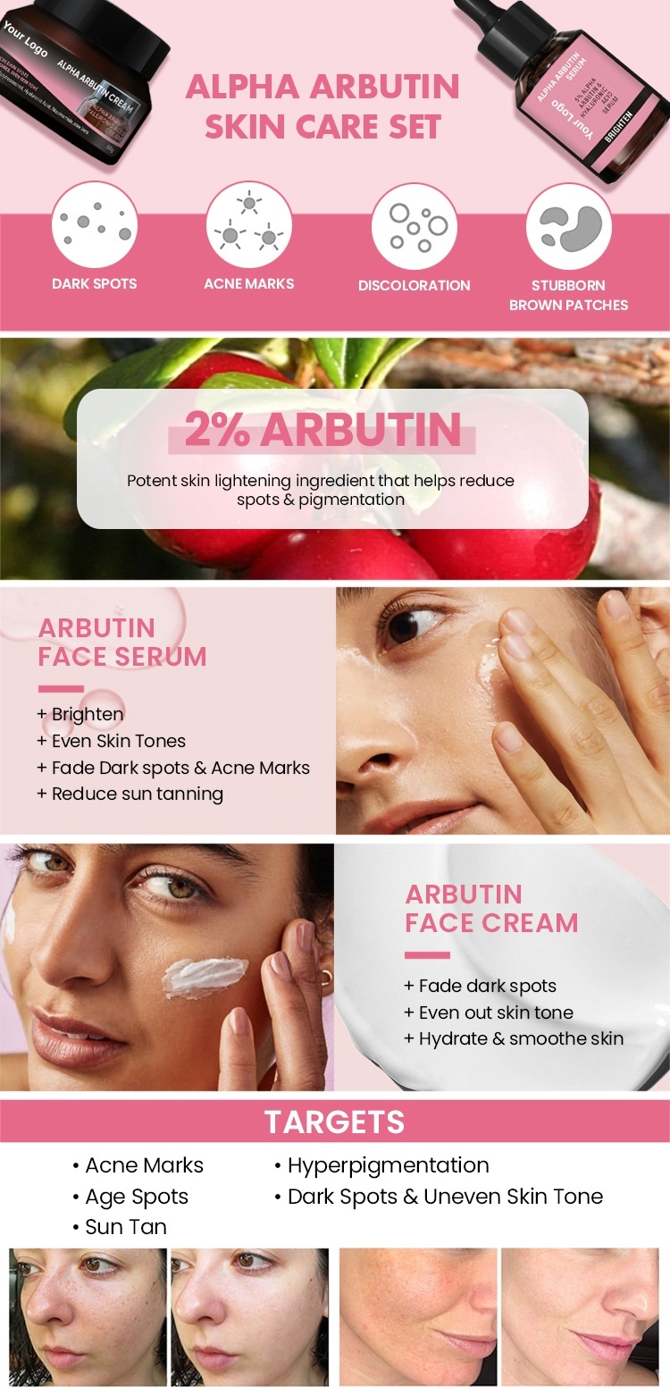 OEM ODM wholesale cosmetics skin care set skin care alpha arbutin anti-aging face cream facial serum skin whitening essence