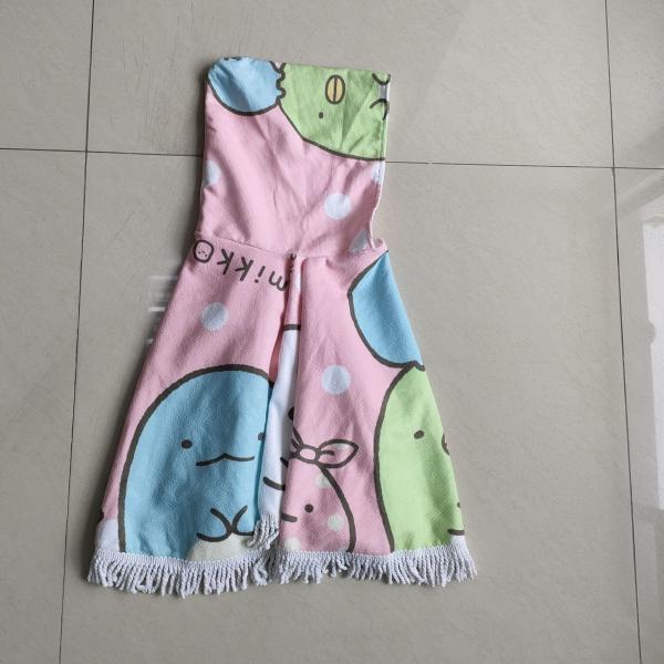 Hotsale round microfiber custom  poncho towel kids printing beach tassel poncho beach towel