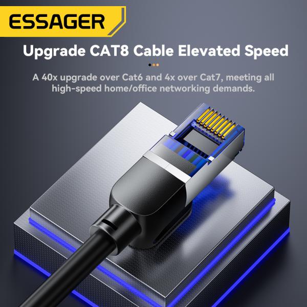 ESSAGER ES-WX02 Cat 8 40Gbps Rj45 Network Ethernet Cable 0.5M 1M 2M 3M 5M 10M 15M