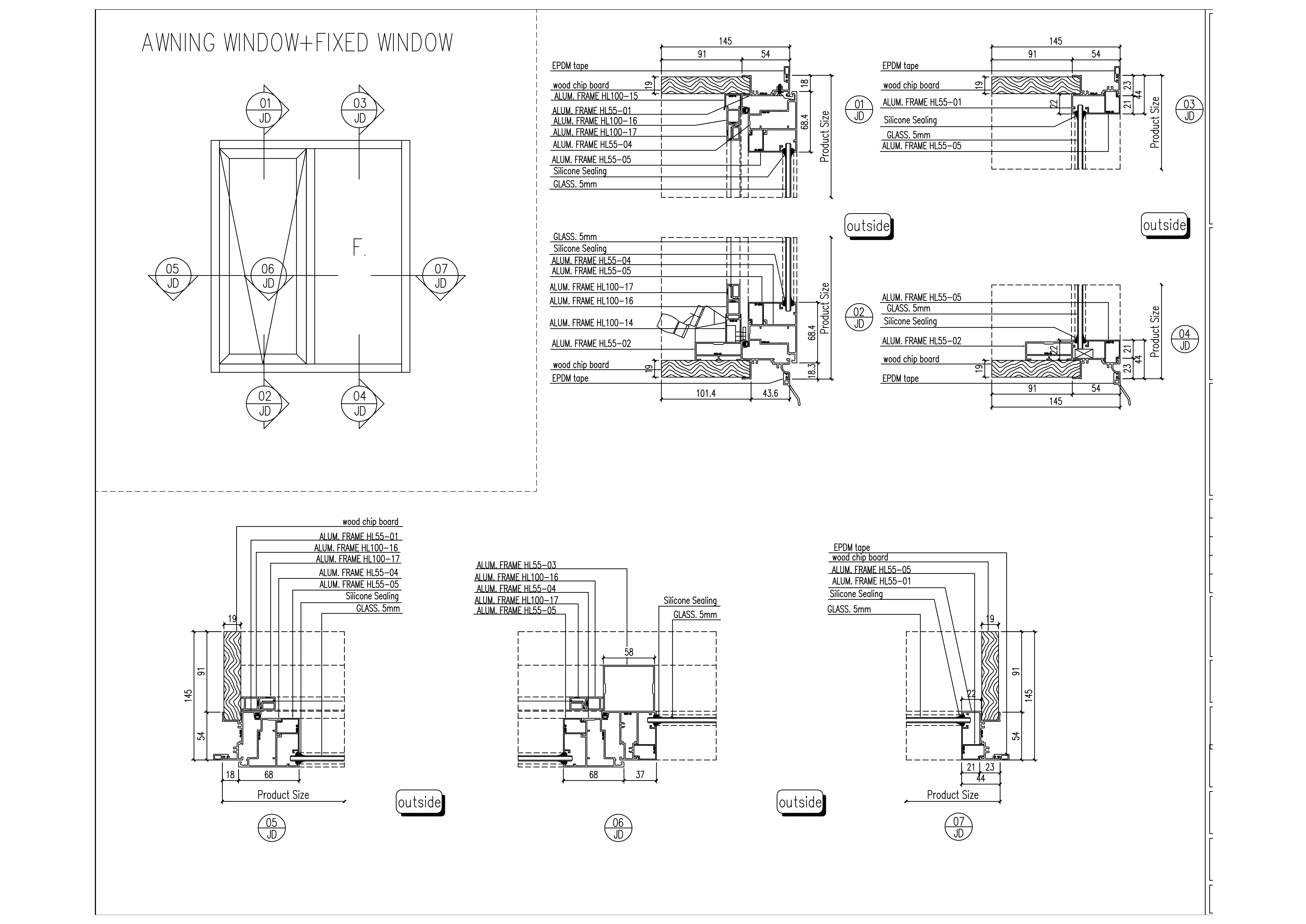Thermal Insulation Unitised Curtain Wall System Awning Window For Ventilation Energy Efficiency