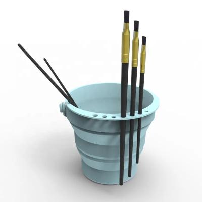 Seau étanche de pinceau de silicone, silicone inoffensif Pen Wash Folding Bucket