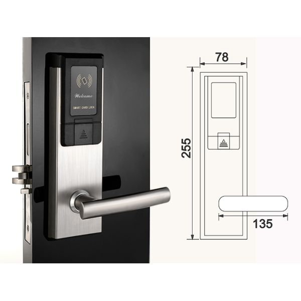 55 мм Backset Hotel Электронный дверной замок Без ключа 2 латуни Компьютерные ключи