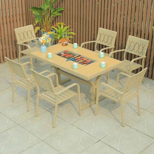 Aluminum Outdoor Rattan Table And Chairs Beach Style